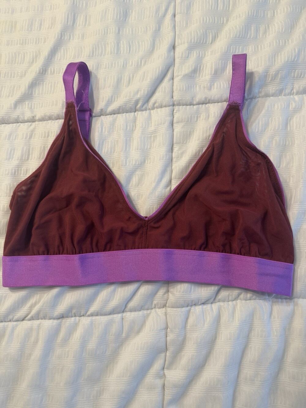 Parade Re: Play Triangle Wireless Bralette Purple Burgundy Color Block Size 1